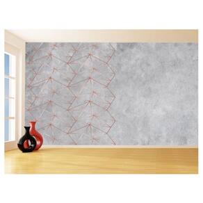 Papel De Parede 3D Concreto Linhas Dourado Rose 3,5M Kkt203