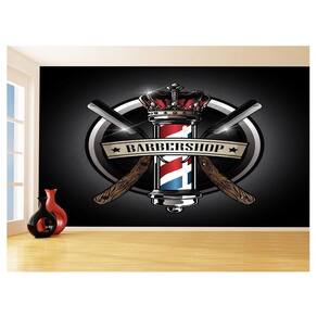Papel De Parede 3D Barbearia Barber Shop Logo 3,5M Brb20