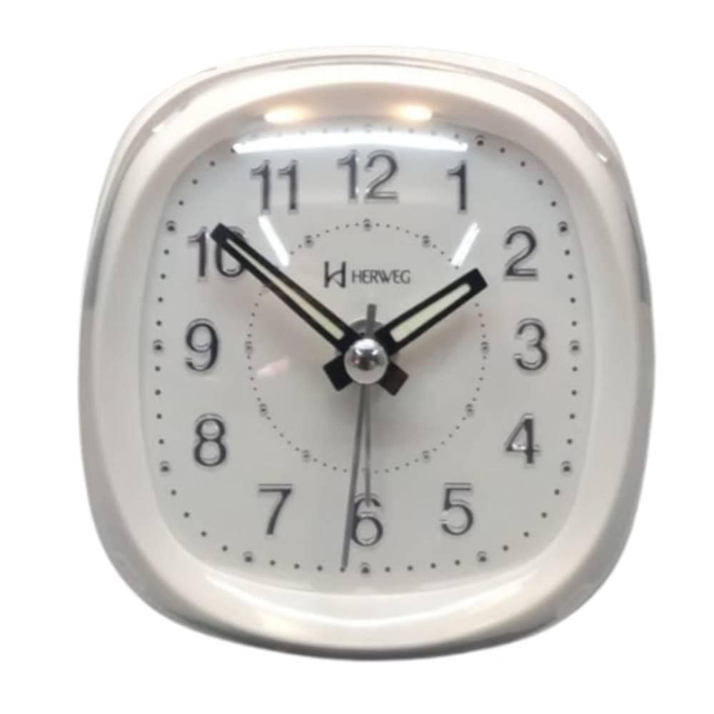 Despertador Quartz Herweg Ref: 2721-021 Branco Luz