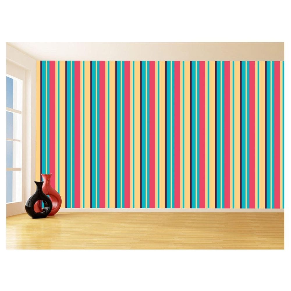 Papel De Parede 3D Listras Coloridas Verticais 3,5M Lst27