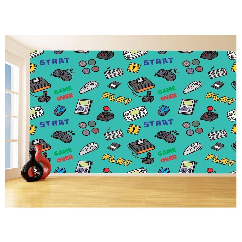 Papel De Parede 3D Infantil Controle Game Jogo 3,5M Azs212