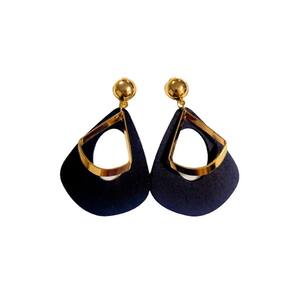 Brincos preto com dourado grande gota presente para namorada