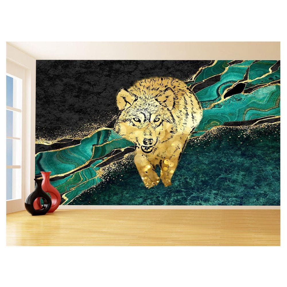 Papel De Parede Animais Pop Art Lobo Colorido 3,5M Pxa591