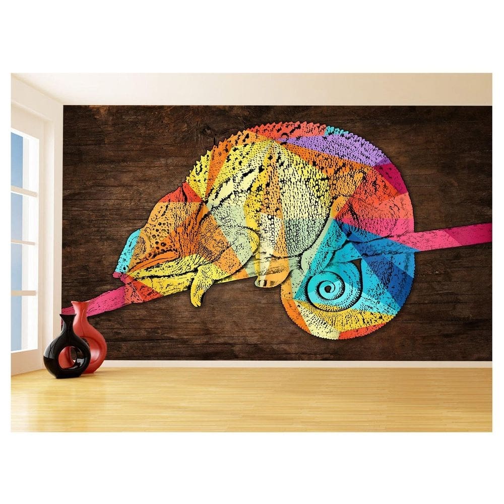 Papel De Parede 3D Animais Pop Art Camaleão Pet 3,5M Pxa21