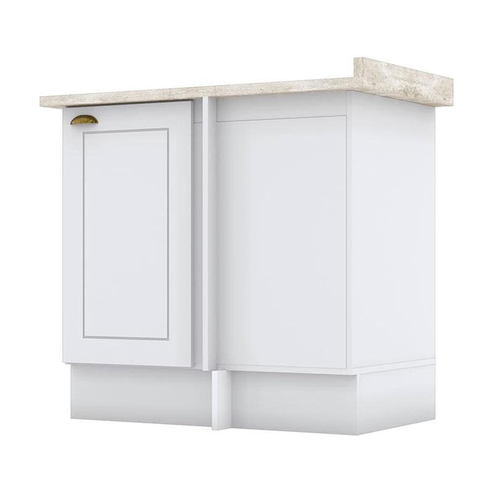 Balcão Canto Reto 1 Porta Americana Branco com Tampo Calcare – Henn