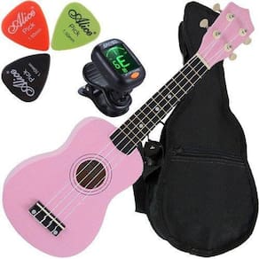 Kit ukulele soprano acústico com capa uks-01 pi rosa andaluz