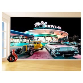 Papel De Parede 3D Carro Antigo Hot Rod Custom 3,5M Cxr99