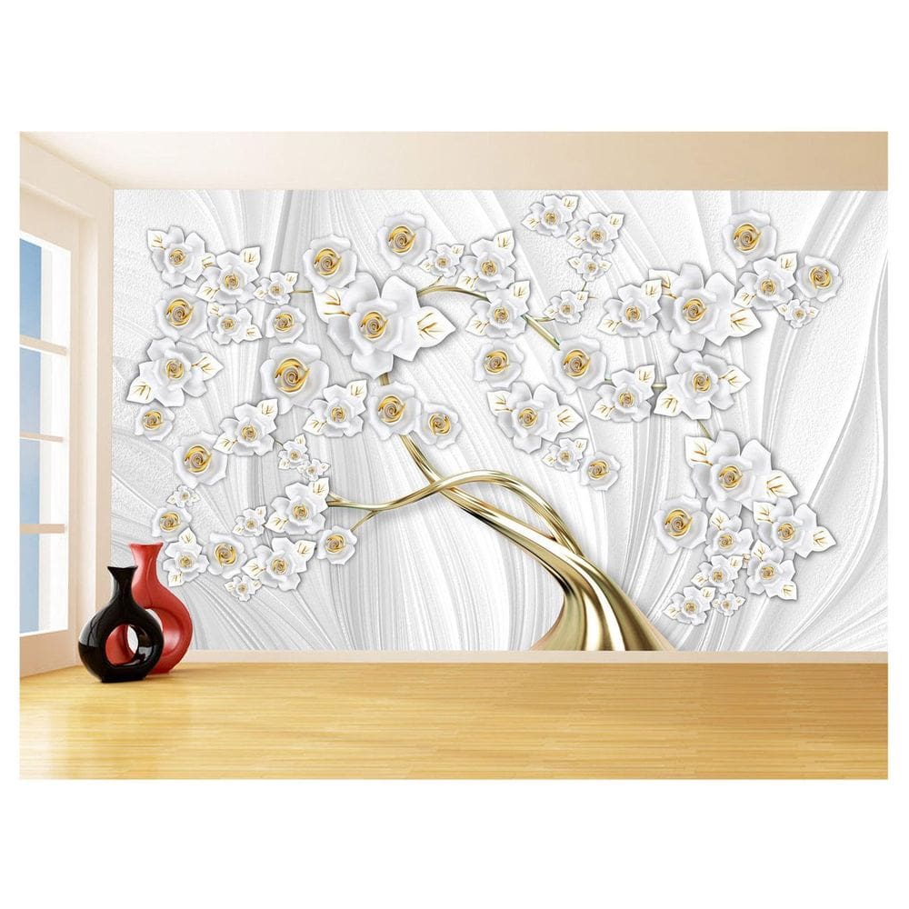 Papel De Parede 3D Floral Textura Sala Flores 3,5M Xfl310