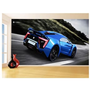 Papel De Parede 3D Carro Lykan Azul Super Pista 3,5M Car356