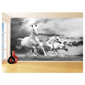 Papel De Parede 3D Animais Cavalos Correndo Céu 3,5M Anm300