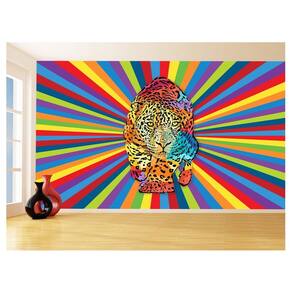 Papel De Parede 3D Animais Pop Art Onça Pintada 3,5M Pxa88