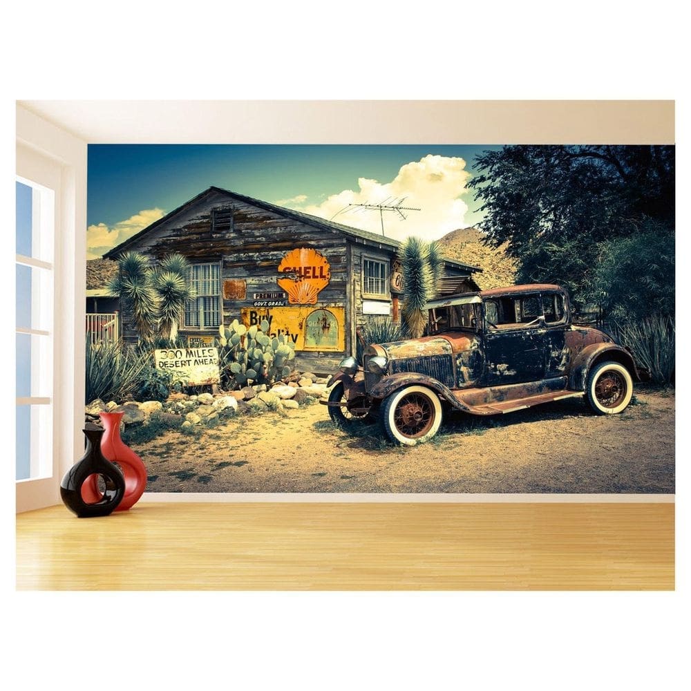 Papel De Parede 3D Carro Antigo Clássico Vintage 3,5M Cxr39