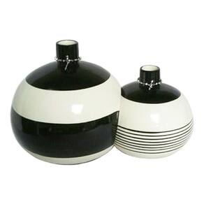 Par De Vasos Girona Sole Luna Em Cerâmica Black White