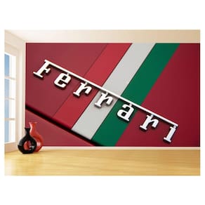 Papel De Parede 3D Carro Ferrari Vermelha Logo 3,5M Car156
