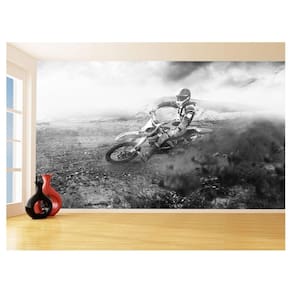 Papel De Parede 3D Moto Cross Trilha Terra Mx 3,5M Bkm44