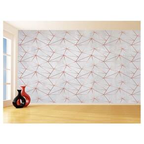 Papel De Parede 3D Concreto Linhas Dourado Rose 3,5M Kkt222