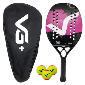 Kit Raquete de Beach Tennis Classic Full Carbon com 3 Bolas e Bolsa de Transporte Vg Plus