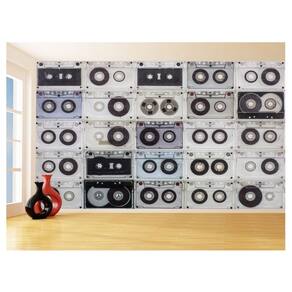 Papel De Parede 3D Musica Fitas Cassete Painel 3,5M Mus105