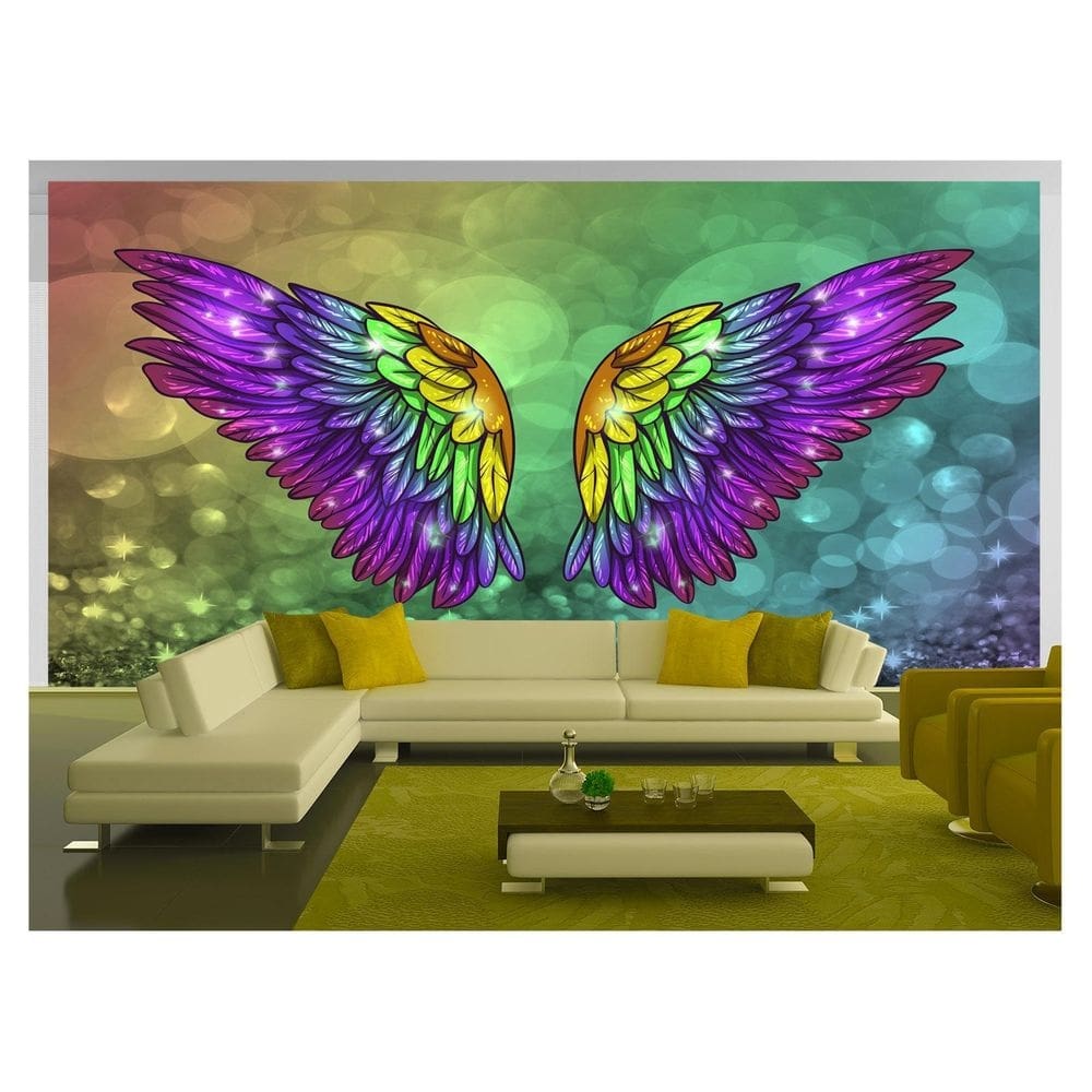 Papel De Parede 3D Arte Asas Selfie Insta Cores 3,5M Tra274