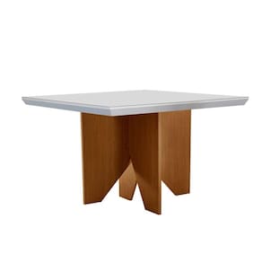 Mesa de Sala Jantar Nevada c/Tampo Madeirado Canto Reto 90x90cm Imbuia/Off White - Rufato