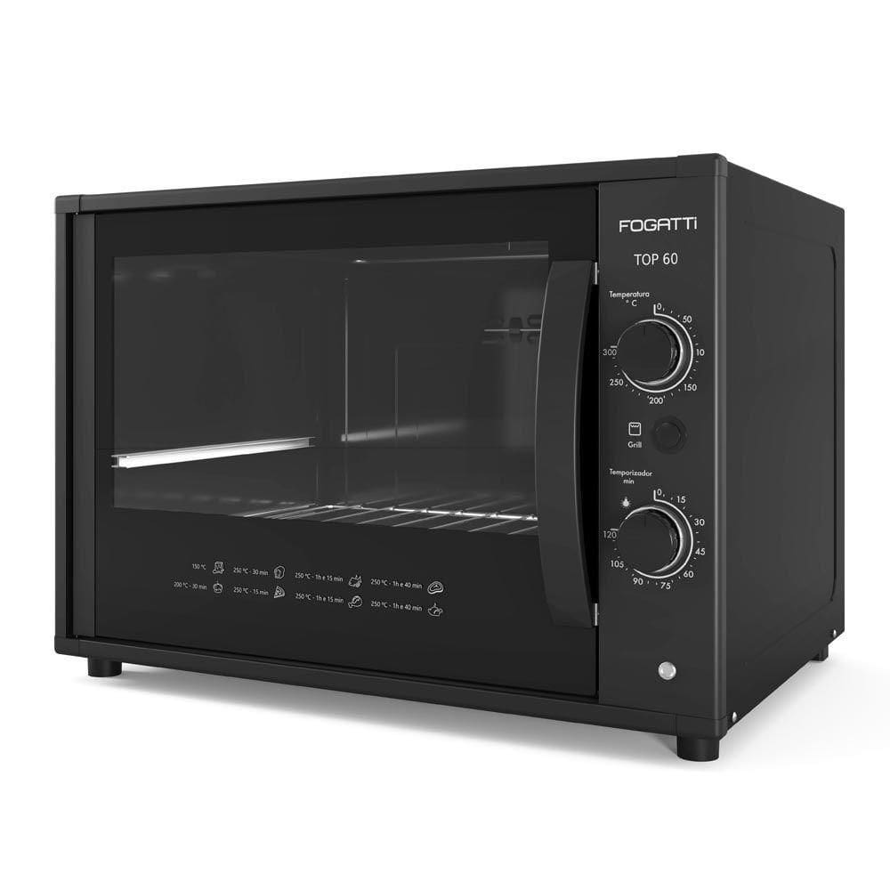 Forno Elétrico De Bancada Fogatti Top 60 Litros Função Grill Preto 127V