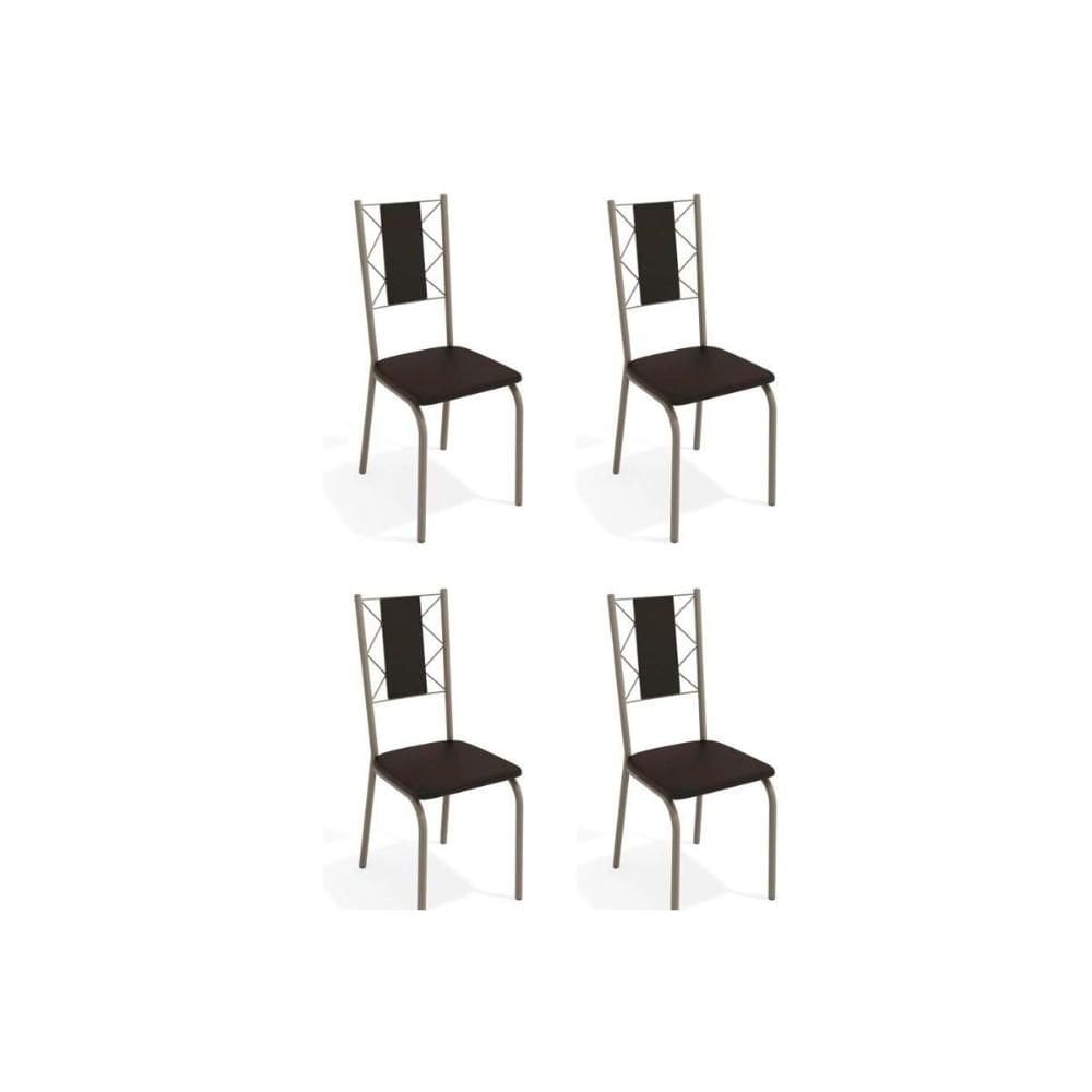 Cadeira Sala de Jantar Lisboa 4C076 Aço Kit 4 Uni Niquel/Preto 110 - Kappesberg