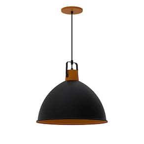 Lustre Pendente Taschibra Factory Cúpula G E27 Bivolt Preto Fosco