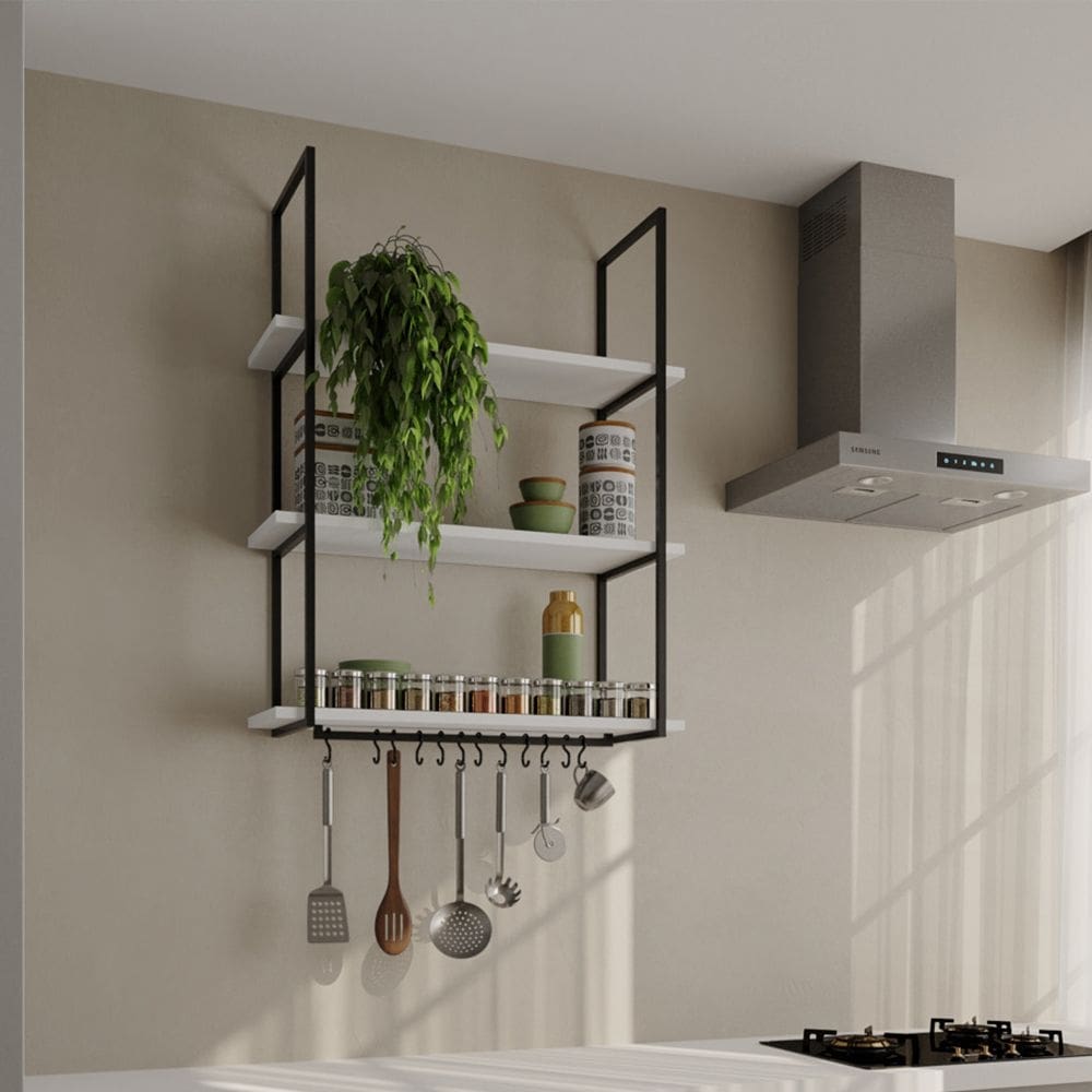 Nicho de Parede Londres 80 Cm Preto e Branco