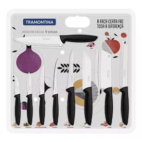 Jogo De Facas Inox 9Pc Plenus Preto Tramontina