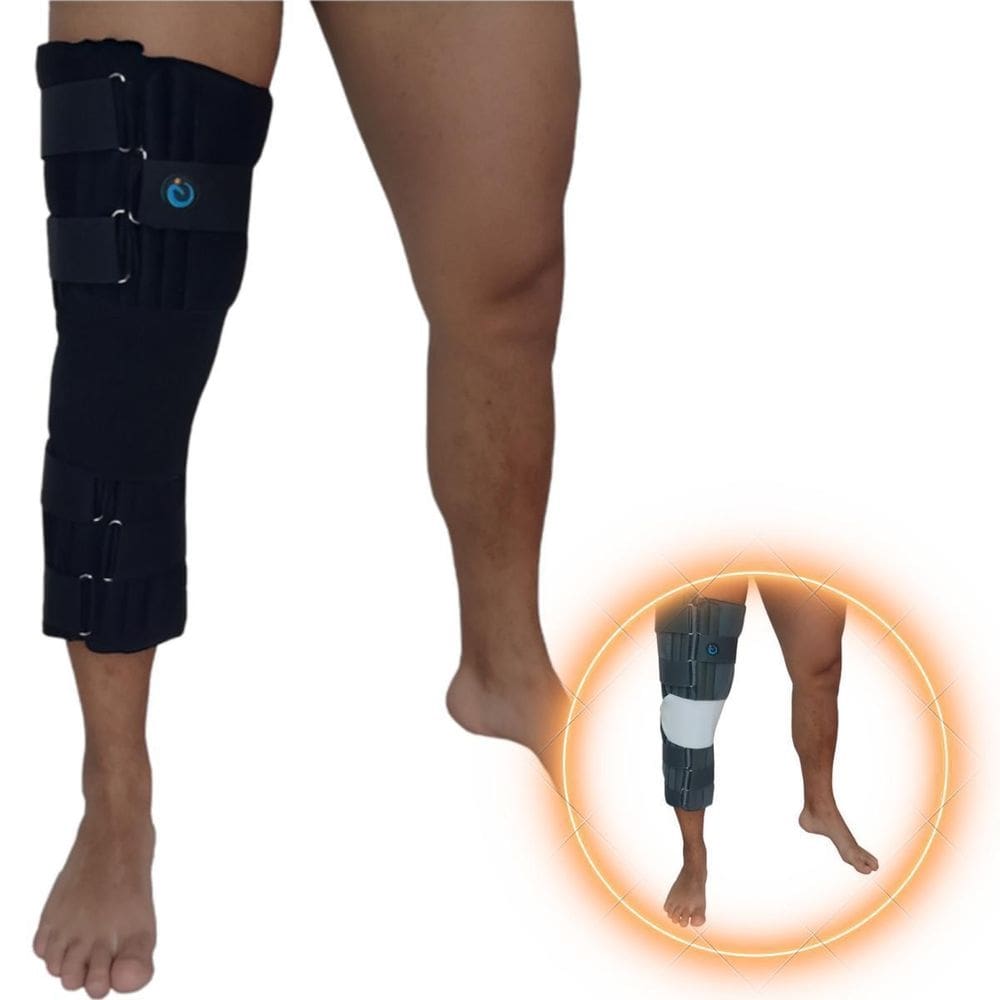 Imobilizador Joelho Fixo Bilateral 70 Cm Preto Tamanho M/G