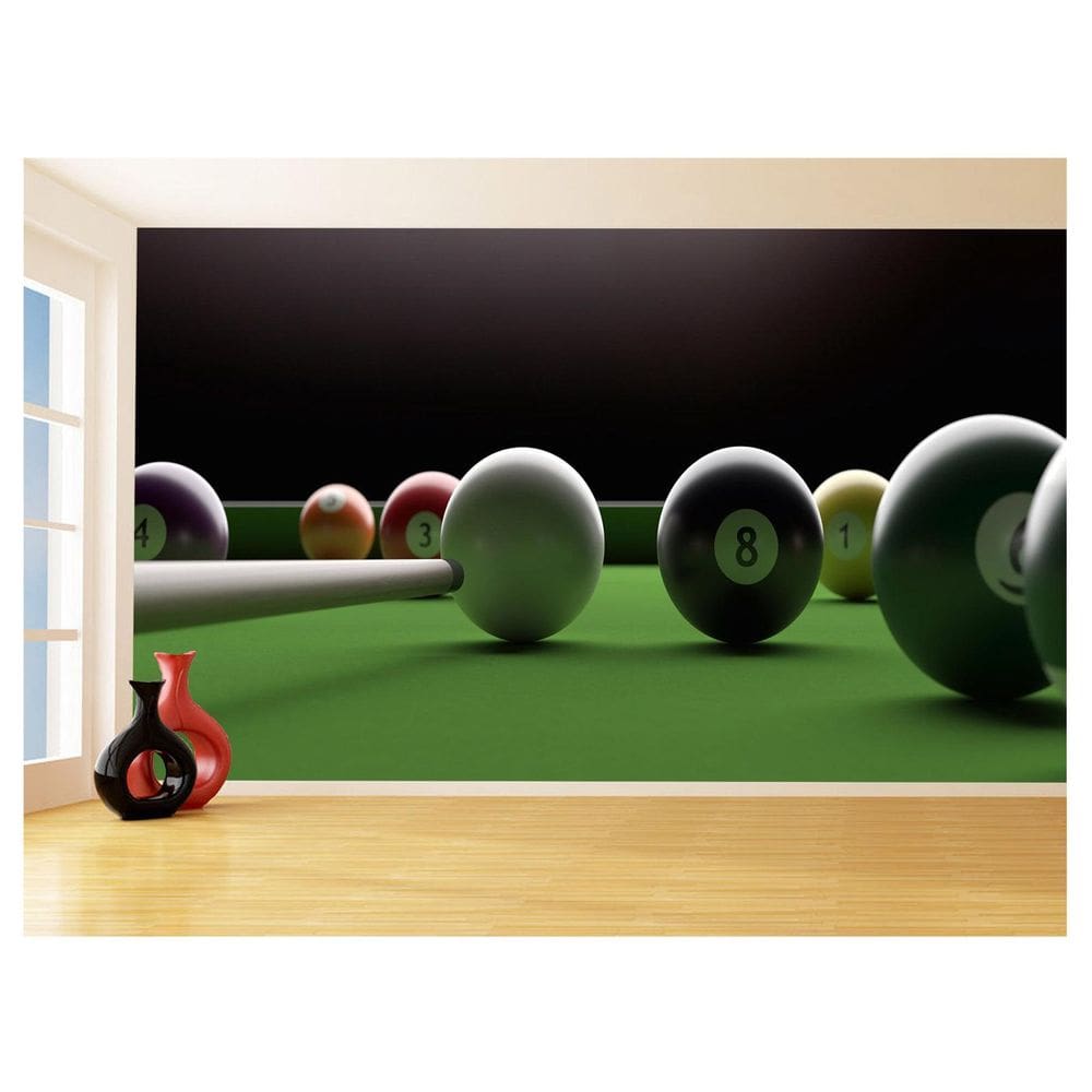 Papel De Parede 3D Salão De Jogos Bilhar Sinuca 3,5M Jcs32