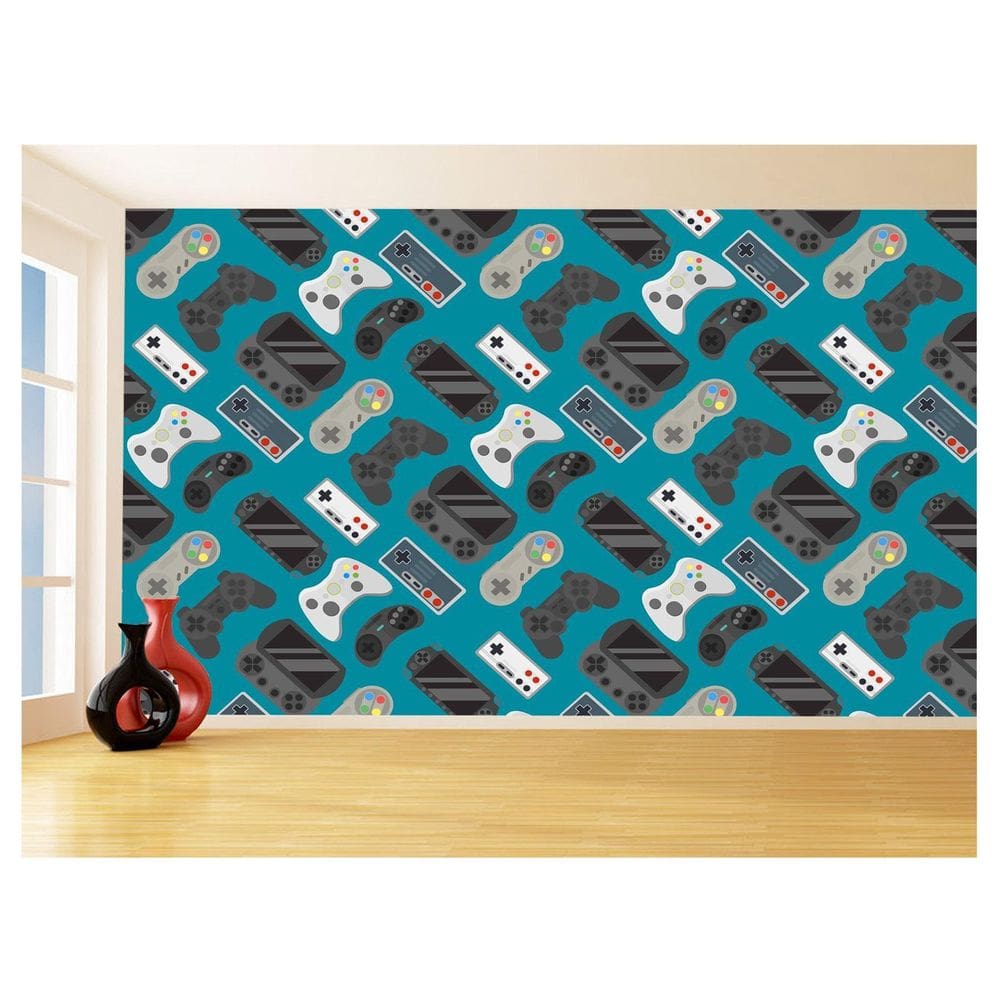 Papel De Parede 3D Infantil Controle Game Jogo 3,5M Azs271