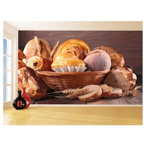 Papel De Parede 3D Alimentos Pão Pães Padaria 3,5M Al240