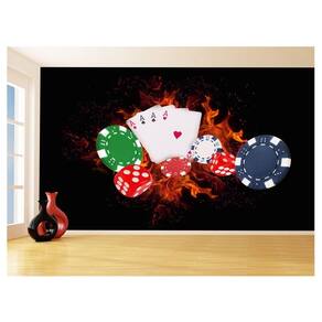 Papel De Parede 3D Salão De Jogos Cartas Poker 3,5M Jcs84