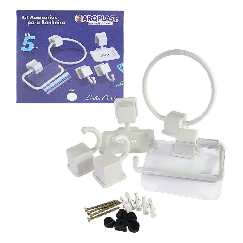 Kit Acessórios De Banheiro Com 5 Peças Branco