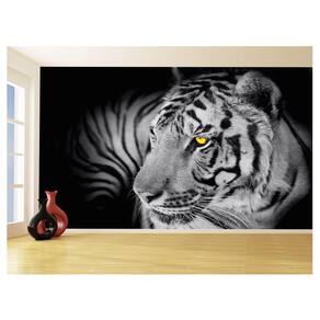 Papel De Parede 3D Animais Tigre Preto E Branco 3,5M Anm559