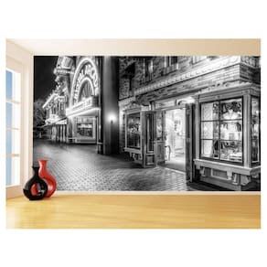Papel De Parede Cidade Loja Preto Branco Gift 3,5M Ncd368