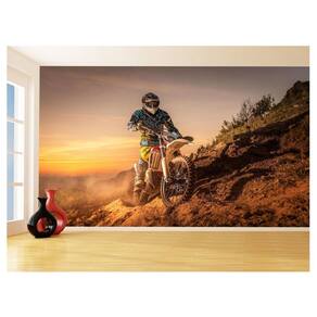 Papel De Parede 3D Moto Cross Trilha Terra Mx 3,5M Bkm06