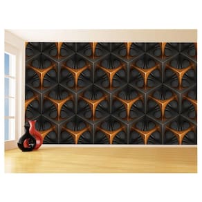 Papel De Parede 3D Textura Geométrico Laranja 3,5M Txt80