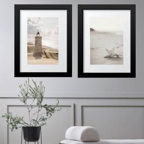 Kit 2 Quadros Grandes Praia Farol - 60X48Cm