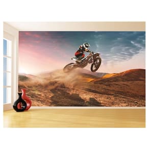 Papel De Parede 3D Moto Cross Trilha Terra Mx 3,5M Bkm22