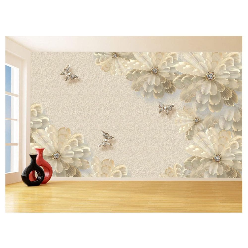 Papel De Parede 3D Floral Textura Sala Flores 3,5M Xfl308