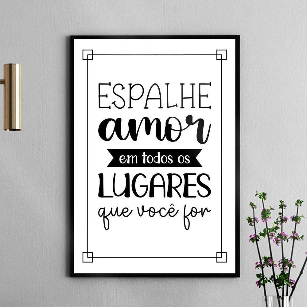 Quadro Espalhe Amor Em Todos Os Lugares 45X34Cm - Com Vidro