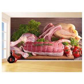Papel De Parede 3D Alimentos Carnes Embutidos 3,5M Al490