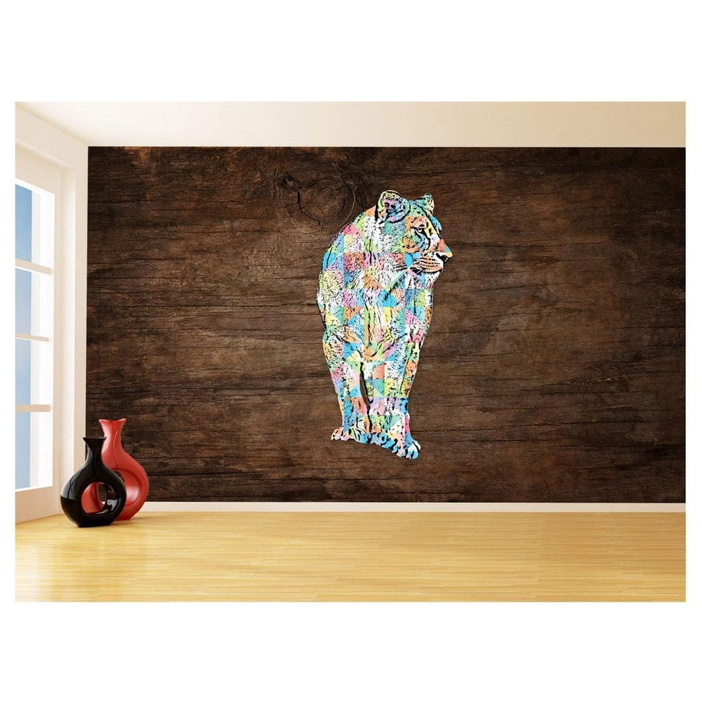 Papel De Parede Animais Pop Art Leoa Colorido 3,5M Pxa467