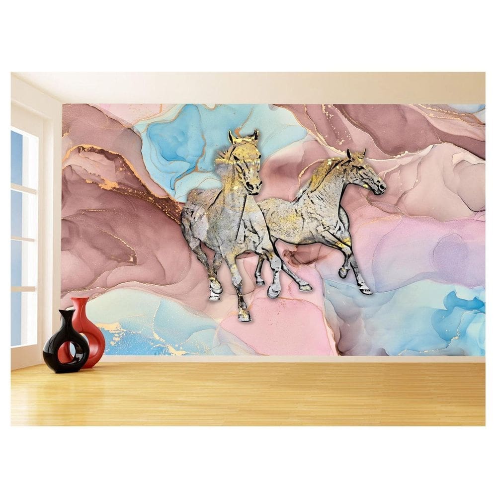 Papel De Parede Animais Pop Art Cavalos Cores 3,5M Pxa351