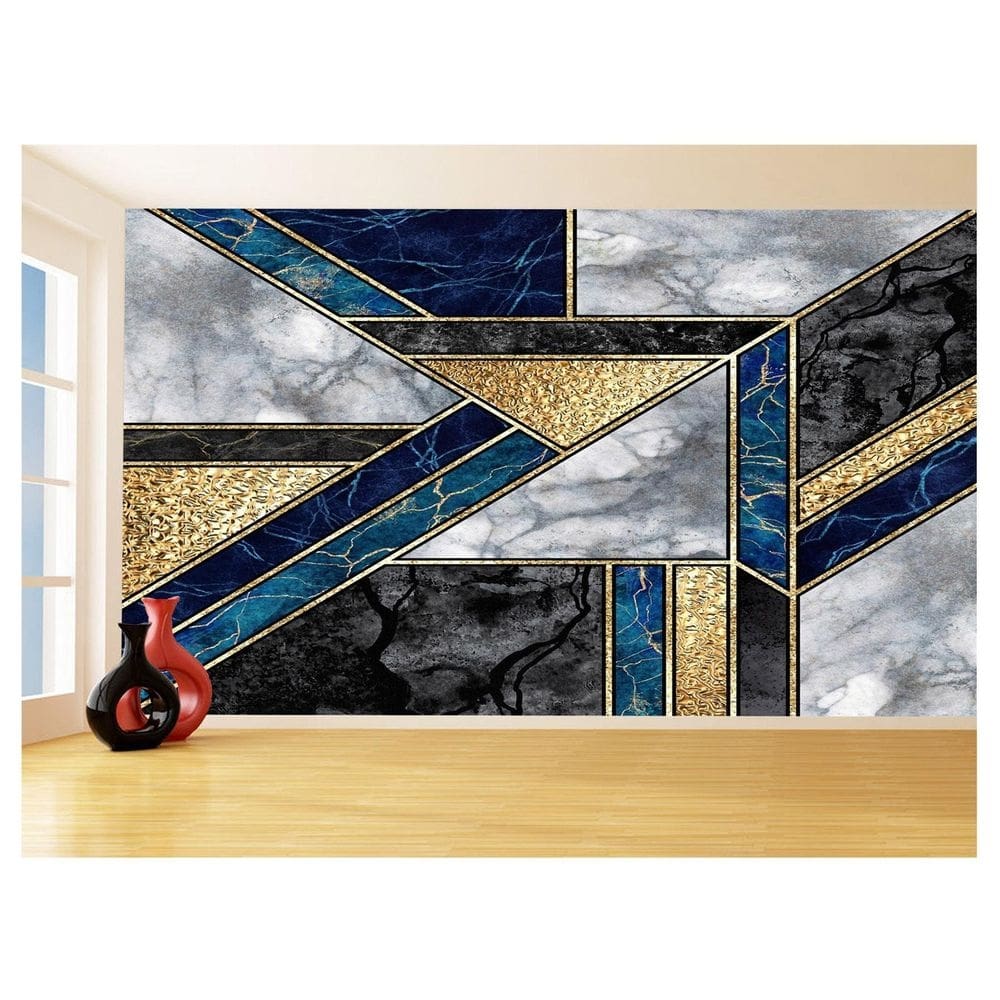 Papel De Parede 3D Estilo Marmore Cores Formas 3,5M Mbr33
