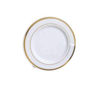 Kit Mini Pratos Acrílico Resistente Borda Dourada 18Cm -15Un