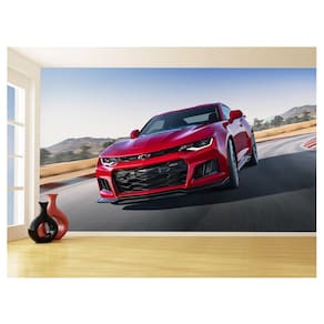 Papel De Parede 3D Carro Camaro Chevy Vermelho 3,5M Car53