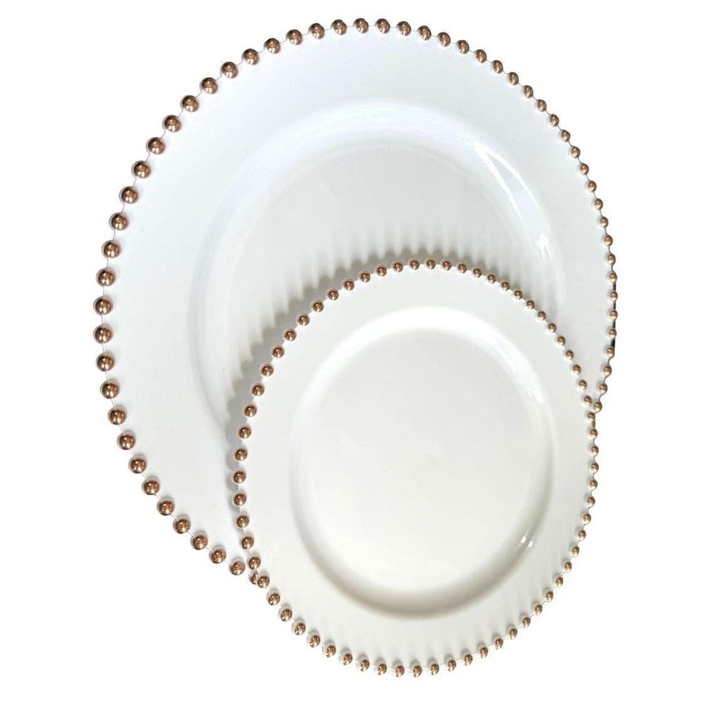 Descartável Luxo Rose Plastic Pratos Jantar Sobremesa 6Un